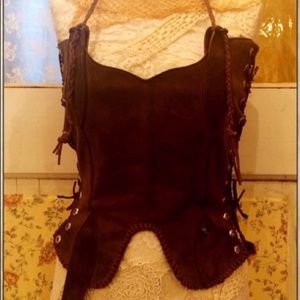 Handmade Tan Leather Corset or Gaitors
